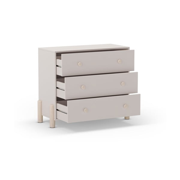 Krēmkrāsas priedes masīvkoka zema bērnu kumode 90x80 cm Enola – Marckeric-image-4