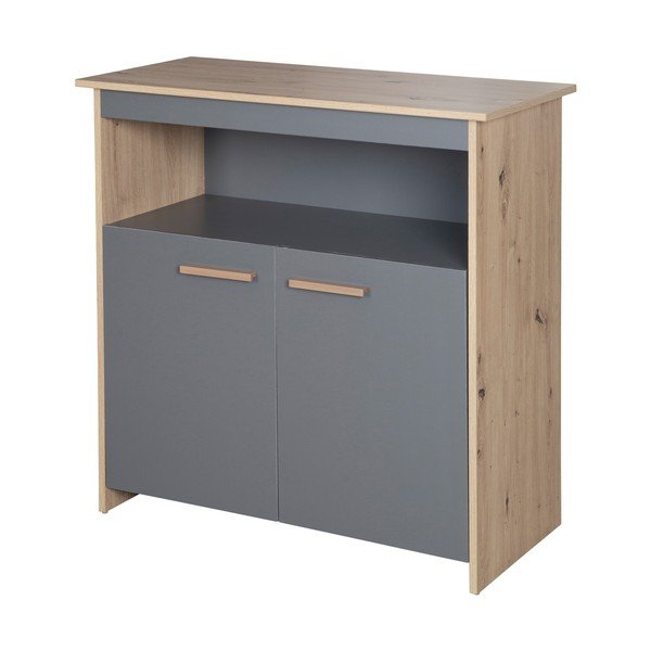 Antracīta pelēka/dabīga toņa bērnu kumode ar ozolkoka imitāciju un pārtinamo galdiņu 88x98x75 cm Anna – Roba-image-4