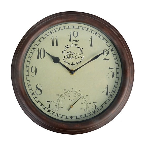 Āra sienas pulkstenis ar termometru Esschert Design Time