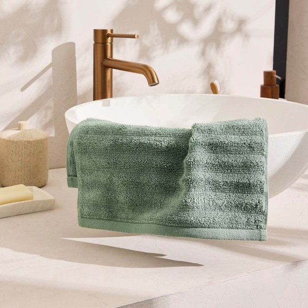 Zaļš frotē kokvilnas dvielis 30x50 cm Maya – douceur d'intérieur-image-2