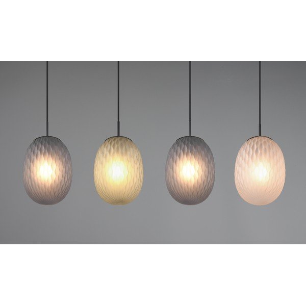 Matēti melna piekaramā lampa ar stikla abažūru Facette – Trio-image-1