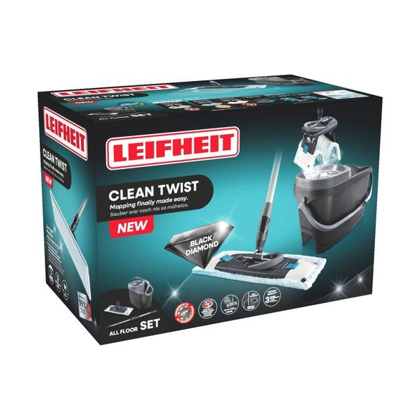 Rotējoša grīdas mazgāšanas slota ar spaini Clean Twist M Ergo Black – LEIFHEIT-image-3