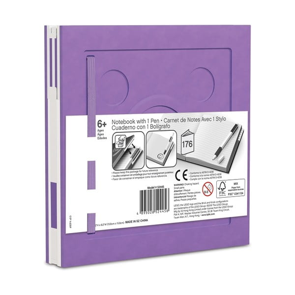 Violets kvadrātveida blociņš ar gela pildspalvu LEGO®, 15,9 x 15,9 cm-image-2