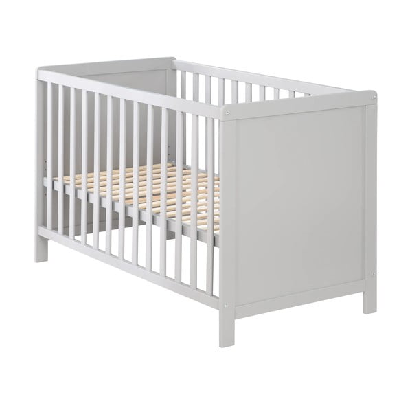 Gaiši pelēka bērnu gultiņa 60x120 cm – Roba-image-2