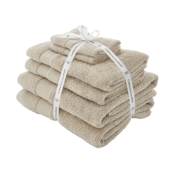 Bēši frotē kokvilnas dvieļi komplektā (6 gab.) Anti-Bacterial – Catherine Lansfield