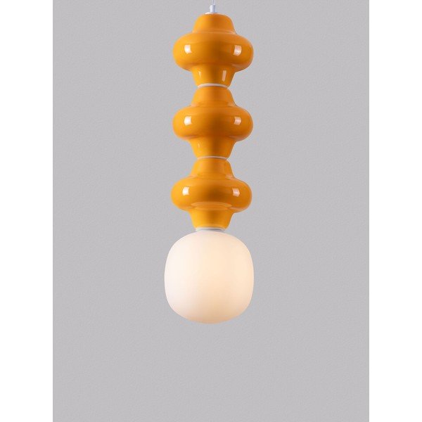 Balta/oranža keramikas piekaramā lampa ar stikla abažūru ø 18 cm Clio – Nova Luce-image-1