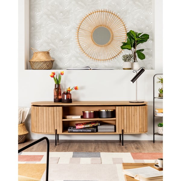 Dabīga toņa mango masīvkoka TV galdiņš 160x56 cm Licia – Kave Home-image-1