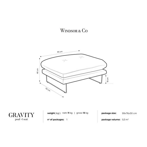 Pelēks samta kāju soliņš Windsor & Co Sofas Gravity-image-4