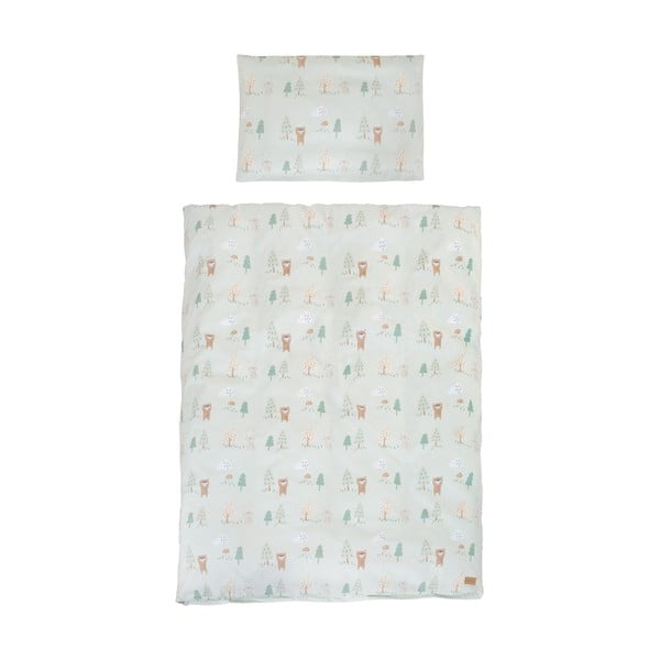Gaiši zaļa kokvilnas bērnu gultas veļa 100x135 cm Woodland Buddies – Roba