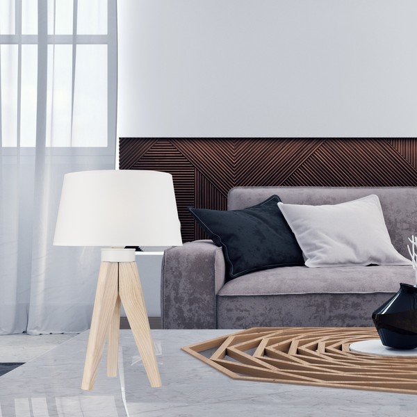 Balta/dabīga toņa galda lampa – LAMKUR-image-3
