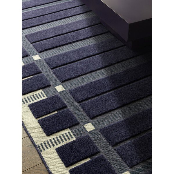 Tumši zils/bēšs ar rokām darināts vilnas paklājs 200x290 cm – Asiatic Carpets-image-2