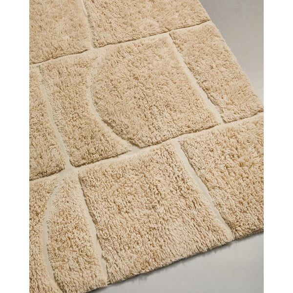 Krēmkrāsas ar rokām darināts vilnas paklājs 200x300 cm Nak – Kave Home-image-4