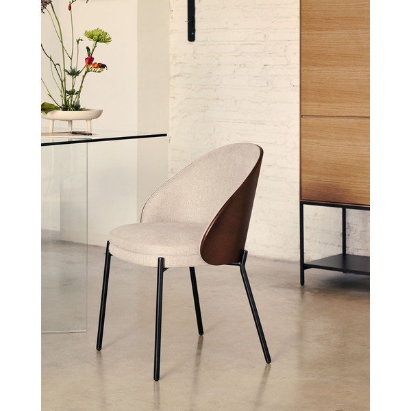 Bēšs polsterēts ēdamistabas krēsls Eamy – Kave Home-image-1