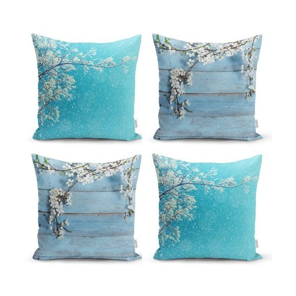 4 dekoratīvo spilvendrānu komplekts Minimalist Cushion Covers Winter Flowers, 45 x 45 cm