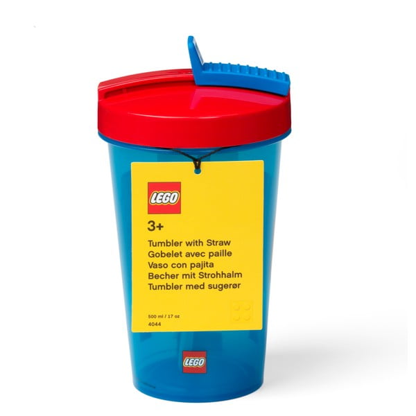 Zila krūze ar sarkanu vāciņu un salmiņu LEGO® Iconic, 500 ml-image-1