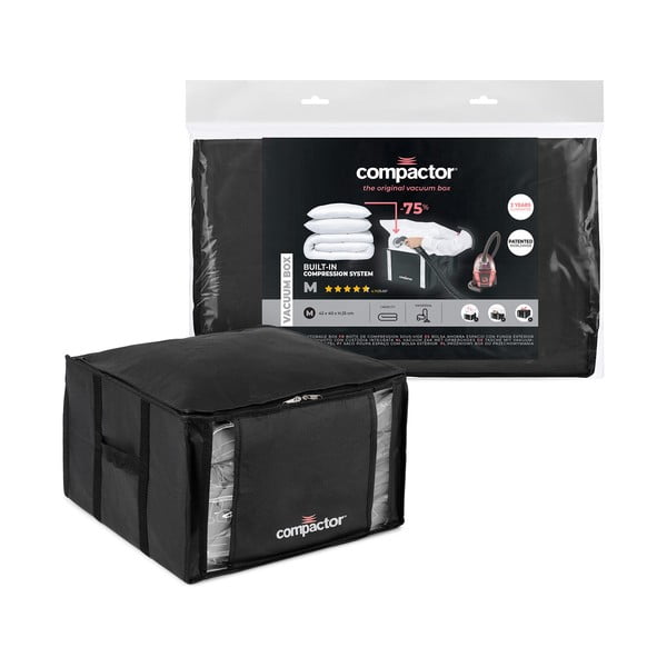Melna drēbju uzglabāšanas kaste Compactor XXL Black Edition 3D Medium, 125 l