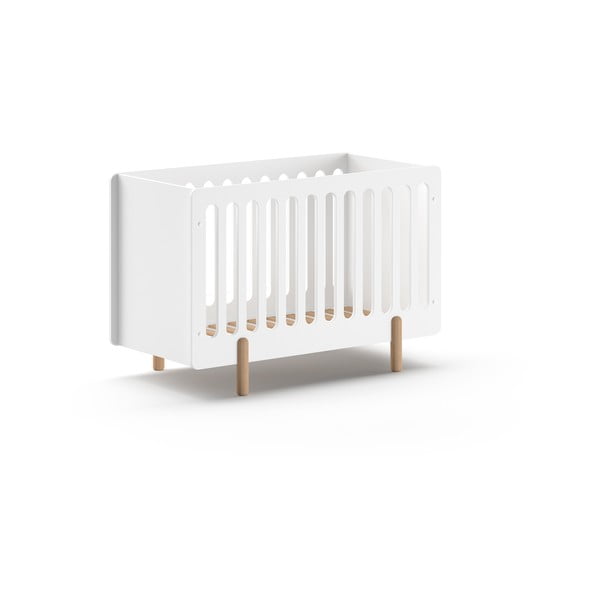 Balta priedes masīvkoka bērnu gultiņa 60x120 cm SMILE – Vipack