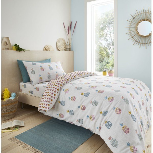 Kokvilnas bērnu gultas veļa 200x135 cm Ananas – Pineapple Elephant-image-1