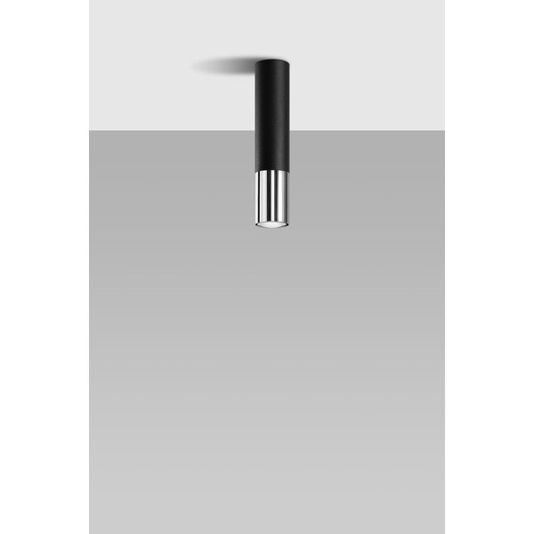 Melna/sudraba krāsas metāla griestu lampa ø 6 cm Longbot – Sollux-image-2