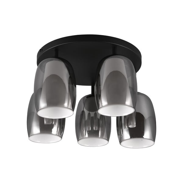 Melna/sudraba krāsas griestu lampa ar stikla abažūru ø 14 cm Barret – Trio Select