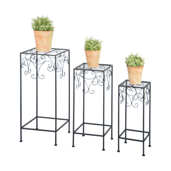 3 melnu puķu podu statīvu komplekts Esschert Design-image-1