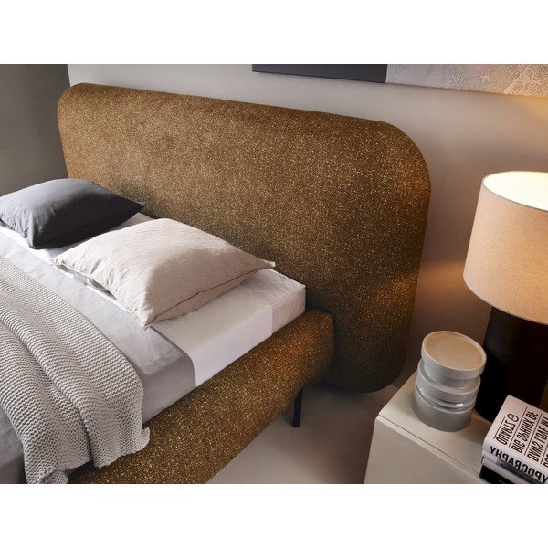 Okera dzeltena polsterēta divvietīga gulta ar veļas kasti un ar redelēm 180x200 cm Pointt – ELTAP-image-3