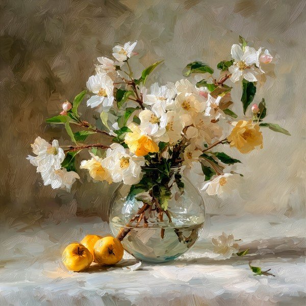 Drukāta glezna ar rāmi 70x70 cm Apple Flowers – Styler