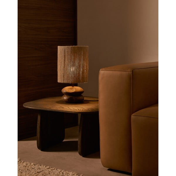 Tumša dabīga toņa akācijas masīvkoka galda lampa (augstums 43 cm) Kor – Kave Home-image-1