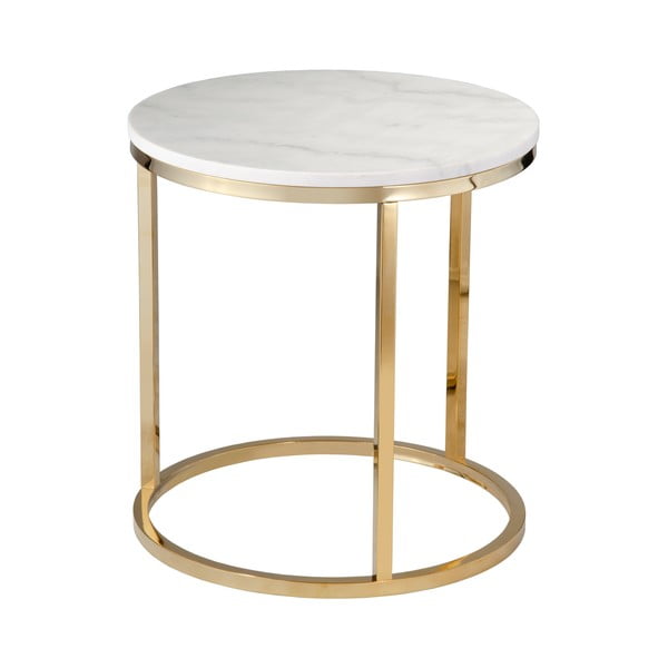 Balts marmora galds ar zelta pamatni RGE Accent, ⌀ 50 cm