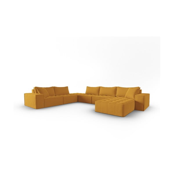 Dzeltens stūra dīvāns (ar kreiso stūri/U veida) Mike – Micadoni Home