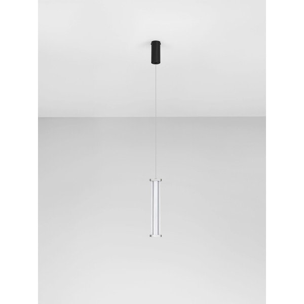 Matēti melna/matētas sudraba krāsas metāla LED piekaramā lampa ar regulējamu spilgtumu ar akrila stikla abažūru ø 6 cm Pheme – Nova Luce-image-3
