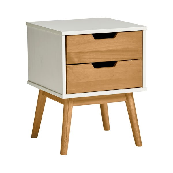 Balts un brūns priedes masīvkoka naktsgaldiņš Marckeric Baku-image-2