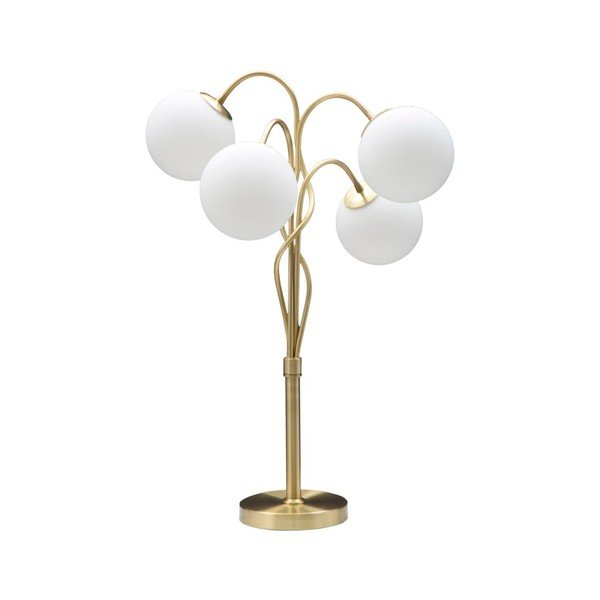Balta/zelta krāsas galda lampa ar stikla abažūru (augstums 74 cm) Glamy – Mauro Ferretti
