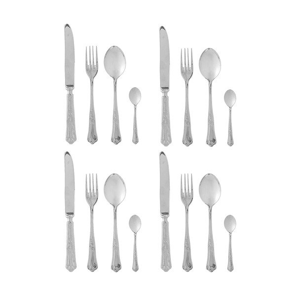 Sudraba krāsas nerūsējošā tērauda galda piederumi (16 gab.) Tilly – Bloomingville