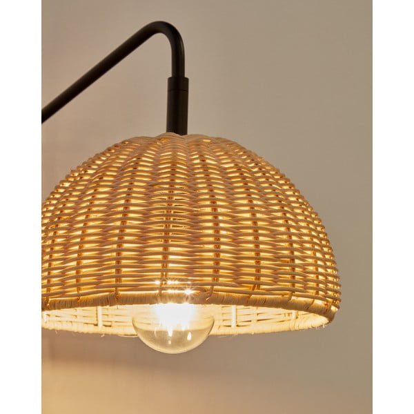 Melna/dabīga toņa sienas lampa ø 23 cm Damila – Kave Home-image-1