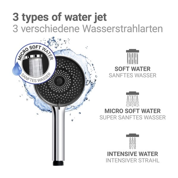 Sudraba krāsas plastmasas dušas galva ø 12 cm Softwater – Wenko-image-3