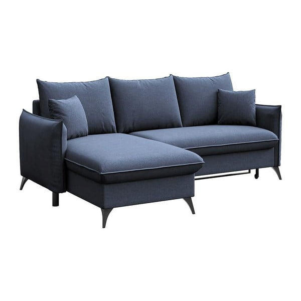 Zils salokāms stūra dīvāns ar uzglabāšanas vietu (ar kreiso stūri/ar zvilni) Brim – Rodier-image-2