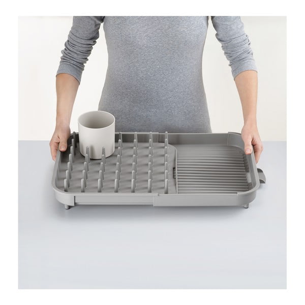 Pelēks plastmasas pielāgojams trauku žāvētājs 34x37 cm Duo – Joseph Joseph-image-3