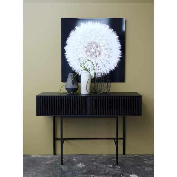 Melns ozolkoka konsoles galds ar metāla kājām Canett Oxford, garums 120 cm-image-1