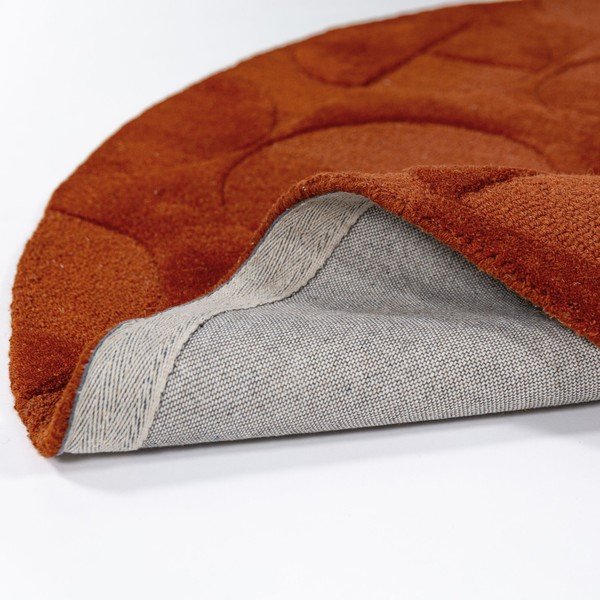 Terakotas oranžs ar rokām darināts vilnas apaļš paklājs ø 160 cm Gigi – Flair Rugs-image-4