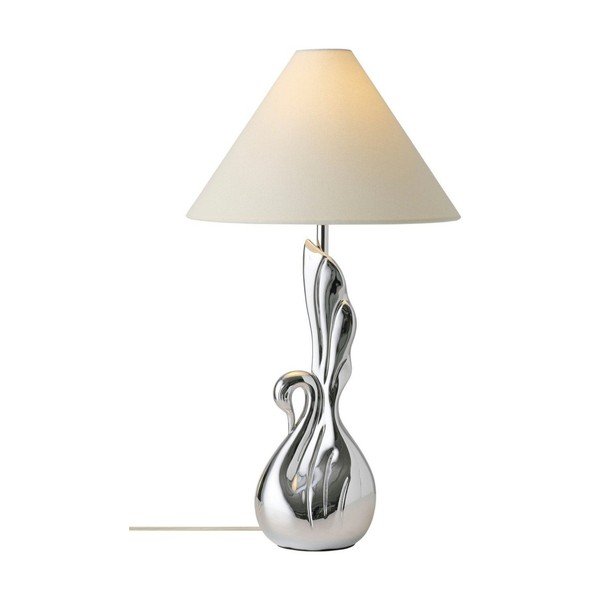 Balta/sudraba krāsas polirezīna galda lampa (augstums 53 cm) Swan – Ellos Home