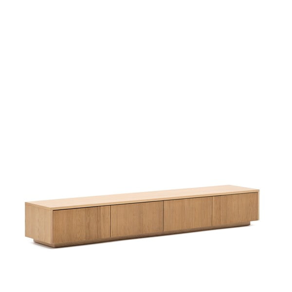 Dabīga toņa TV galdiņš ar ozolkoka imitāciju 200x30x40 cm Helvine – Kave Home-image-2