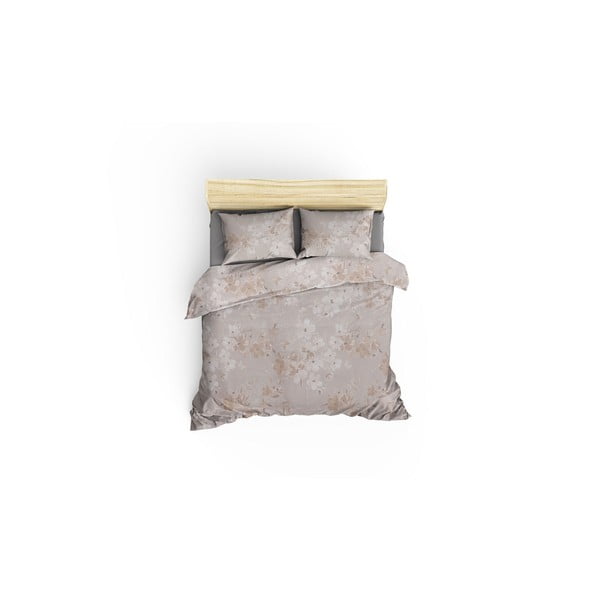 Bēša divguļamā/īpaši gara kokvilnas gultas veļa ar palagu 200x220 cm Elena – Mijolnir-image-3