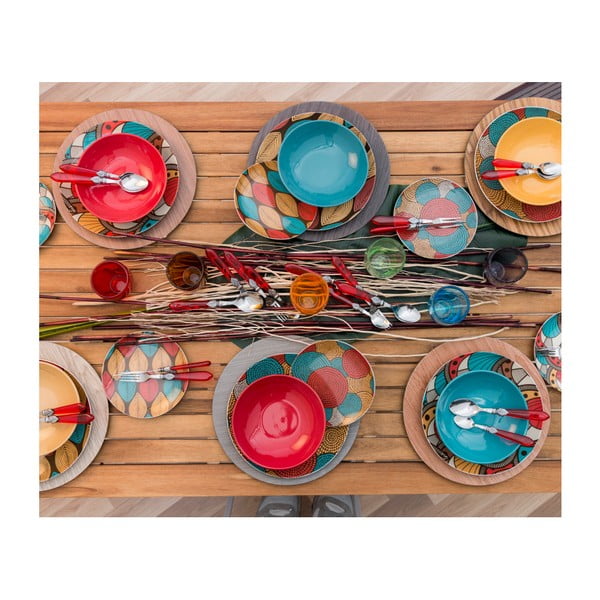 18 gabalu krāsainu keramikas trauku komplekts Villa d'Este Africa-image-1