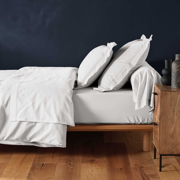Balts kokvilnas palags ar gumiju 180x200 cm Lina – douceur d'intérieur-image-1