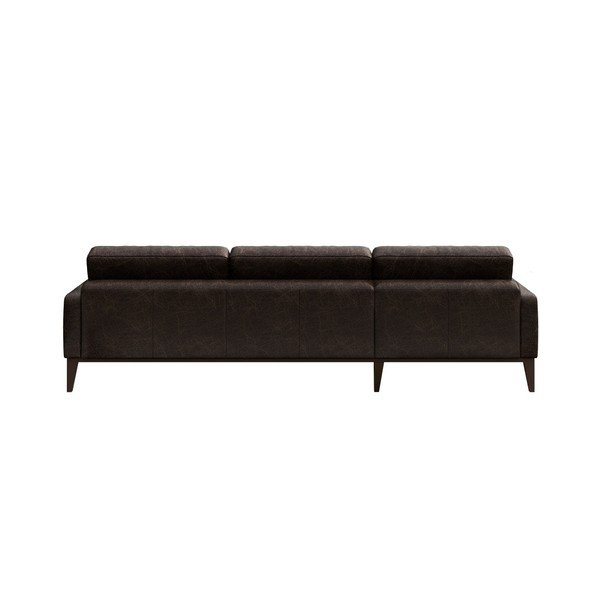 Tumši brūns ādas stūra dīvāns MESONICA Musso Tufted, labais stūris-image-3