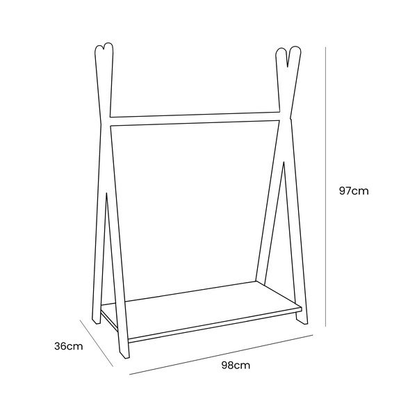 Dabīga toņa bērnu drēbju pakaramais ar priedes koka imitāciju 98x97 cm Montessori – Meowbaby-image-1