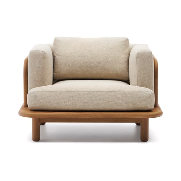 Bēšs/dabīga toņa masīvkoka dārza atpūtas krēsls Turqueta – Kave Home-image-2