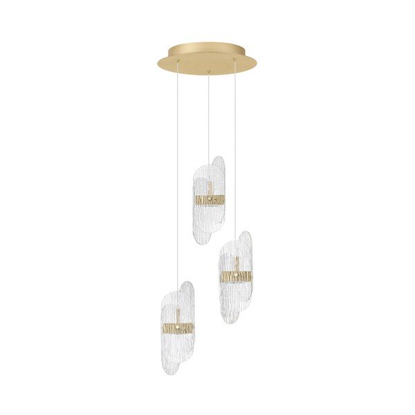 Misiņa krāsas metāla LED piekaramā lampa ar regulējamu spilgtumu ar stikla abažūru ø 32 cm Lucien – Nova Luce