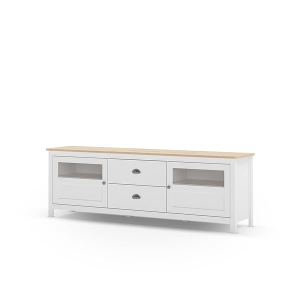 Balts priedes masīvkoka TV galdiņš 180x59 cm Misti – Marckeric-image-2